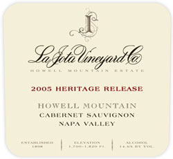 Wine Label for La Jota Vineyard Co.